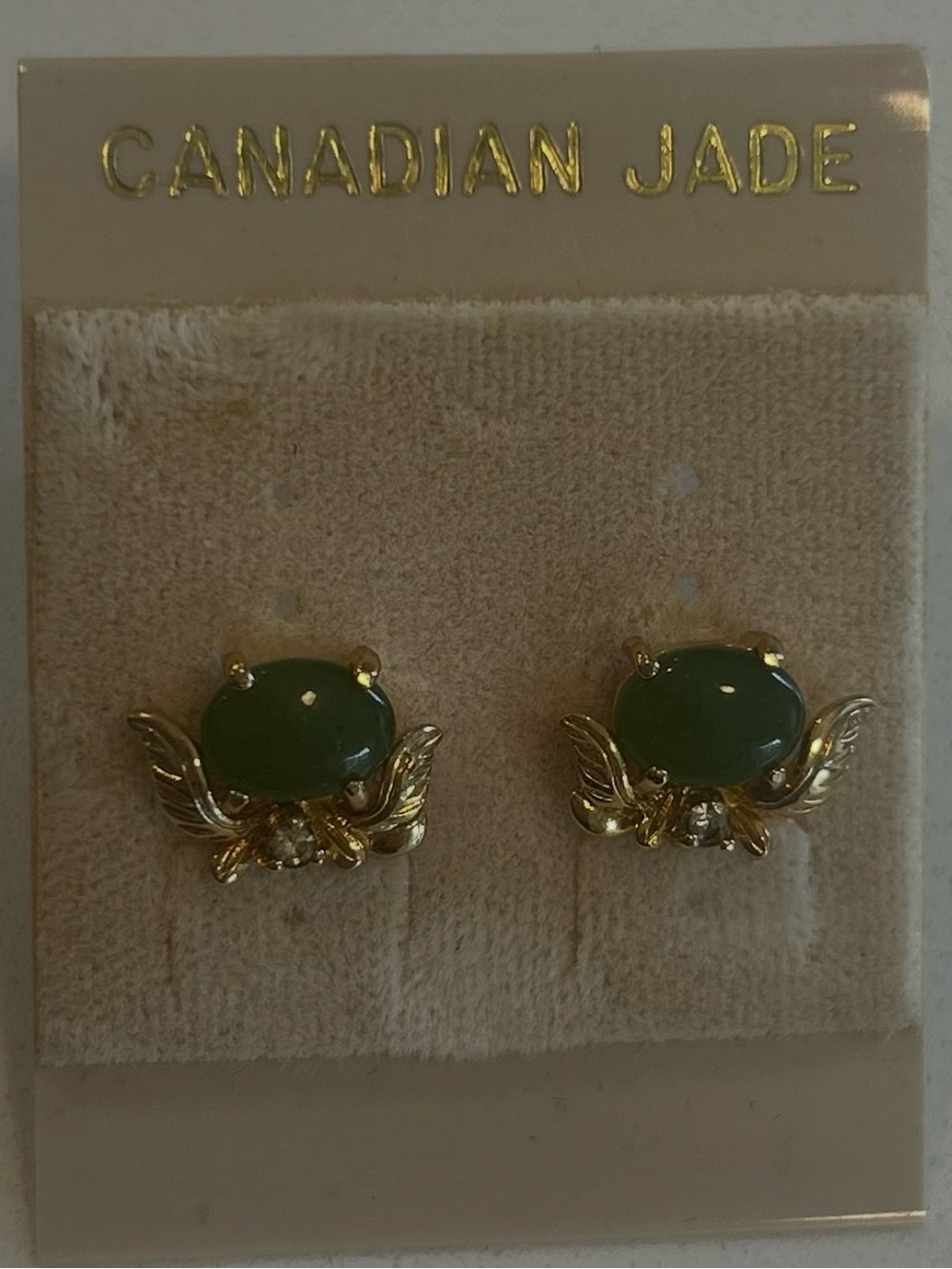 Canadian Jade Gold-Tone Green Jade Stud Earrings